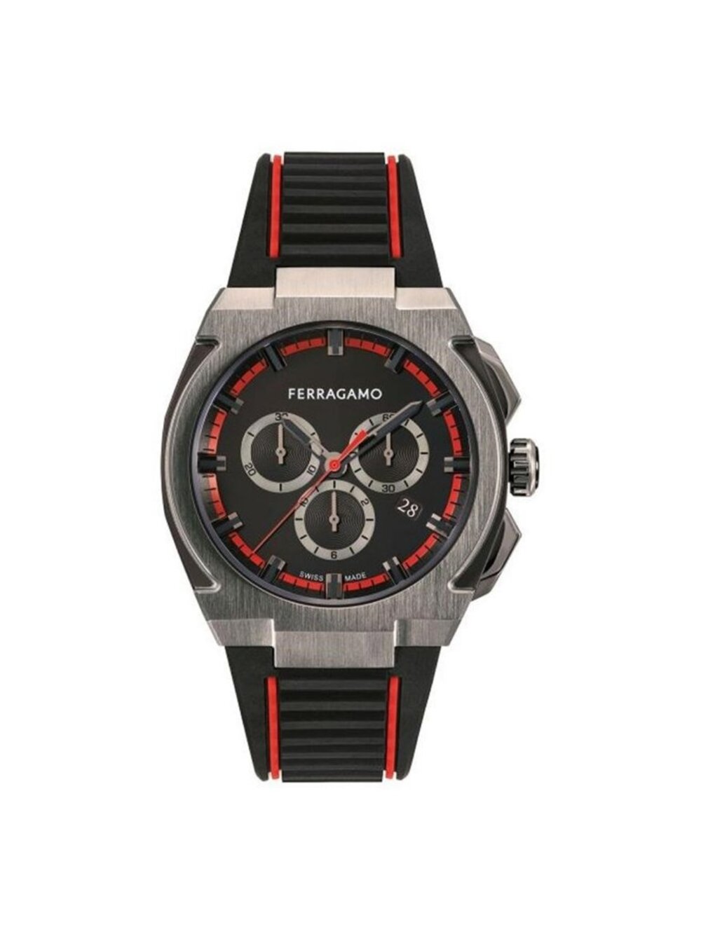 NWT Ferragamo Edge Chronograph Quartz Black Dial Men's Watch